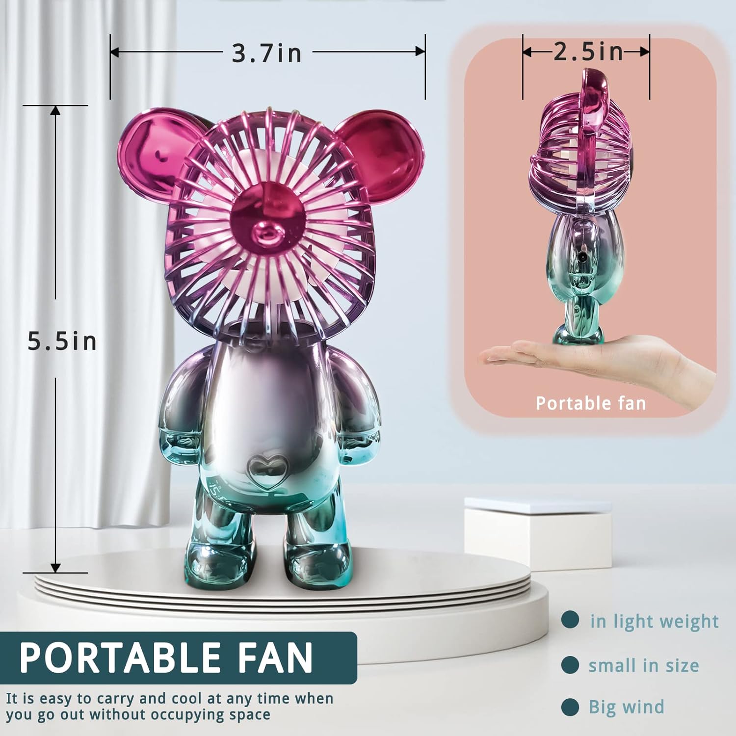 Miniatura 3 de Ventilador De Oso Portatil Para Escritor